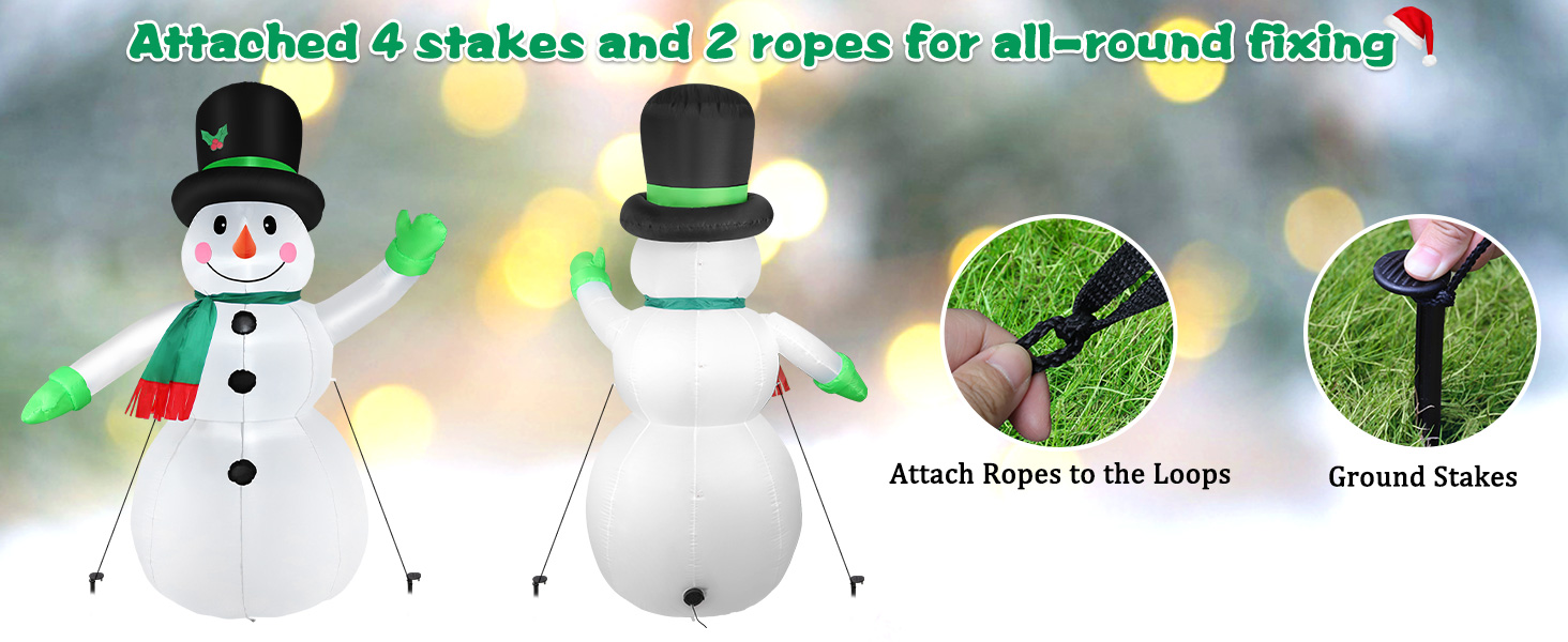 attached 4 stakes and 2 ropes for all-round fixing