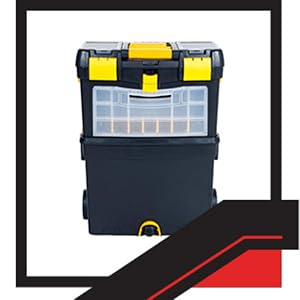 Image of stackable tool box system with wheels.