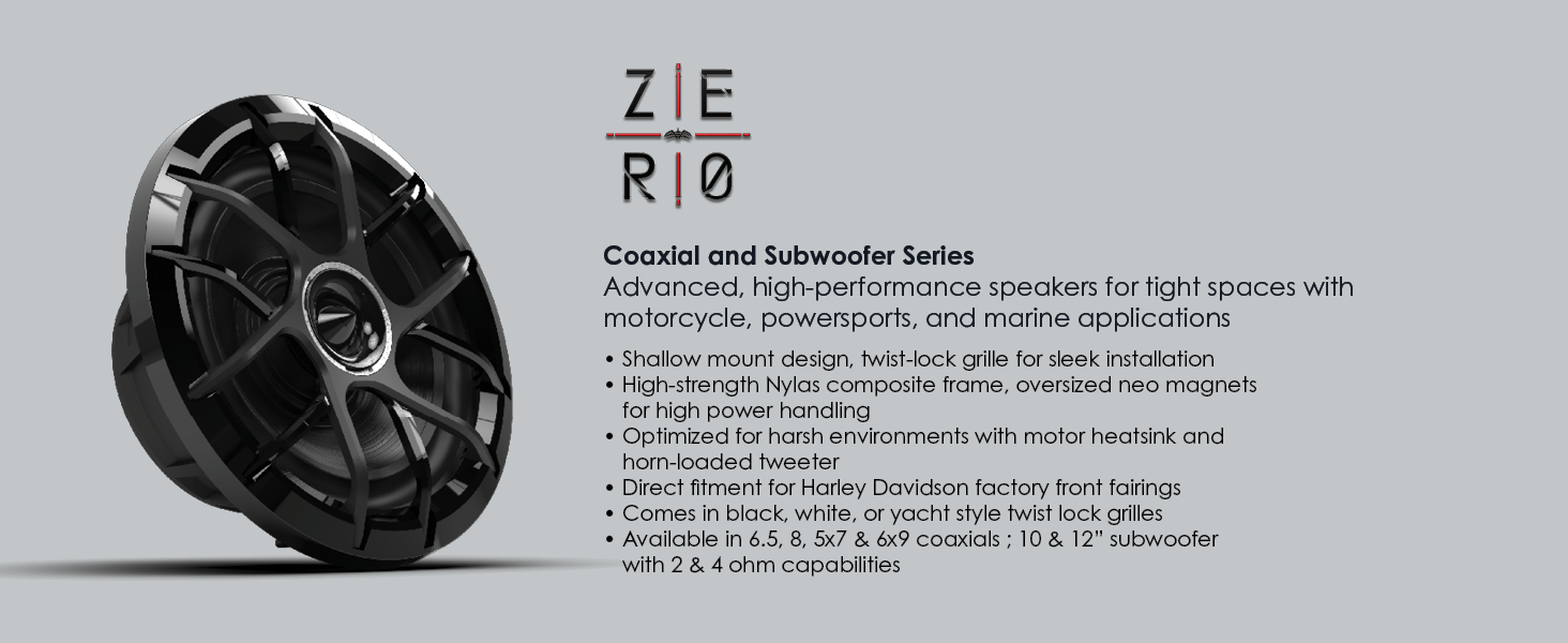 Zero Coaxial and subwoofer series : advanced, high performance speakers for tight spaces