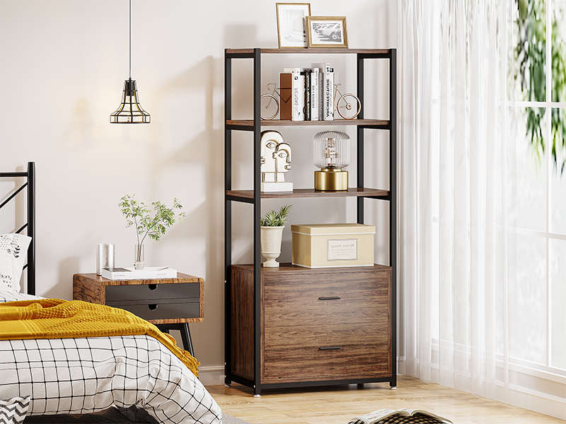 bookshelf with drawers
