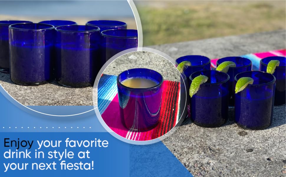 pure cobalt mexican glassware tumbler drinking glass
