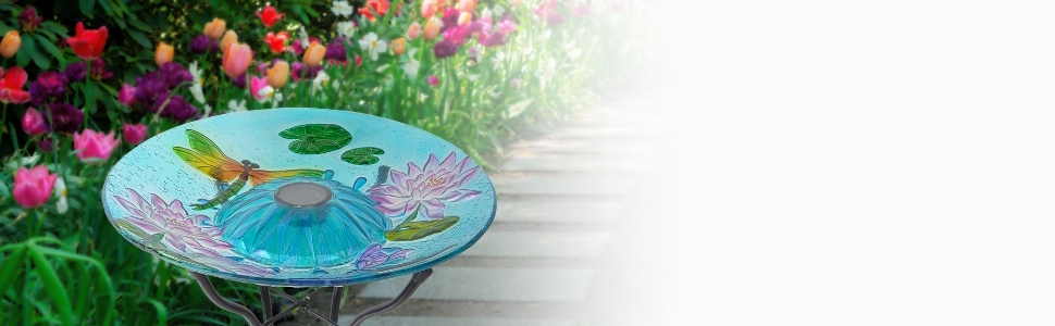 Teamson Home's 17.99" Hummingbird Fusion Glass Birdbath