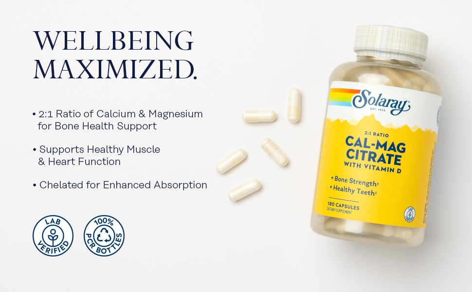 Solaray Calcium Magnesium Citrate + Vit. D3, 180ct