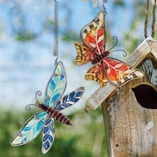 hanging butterfly garden bouncy bouncing decoration and birdhouse