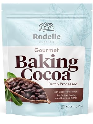 bag of Rodelle gourmet baking cocoa on white background