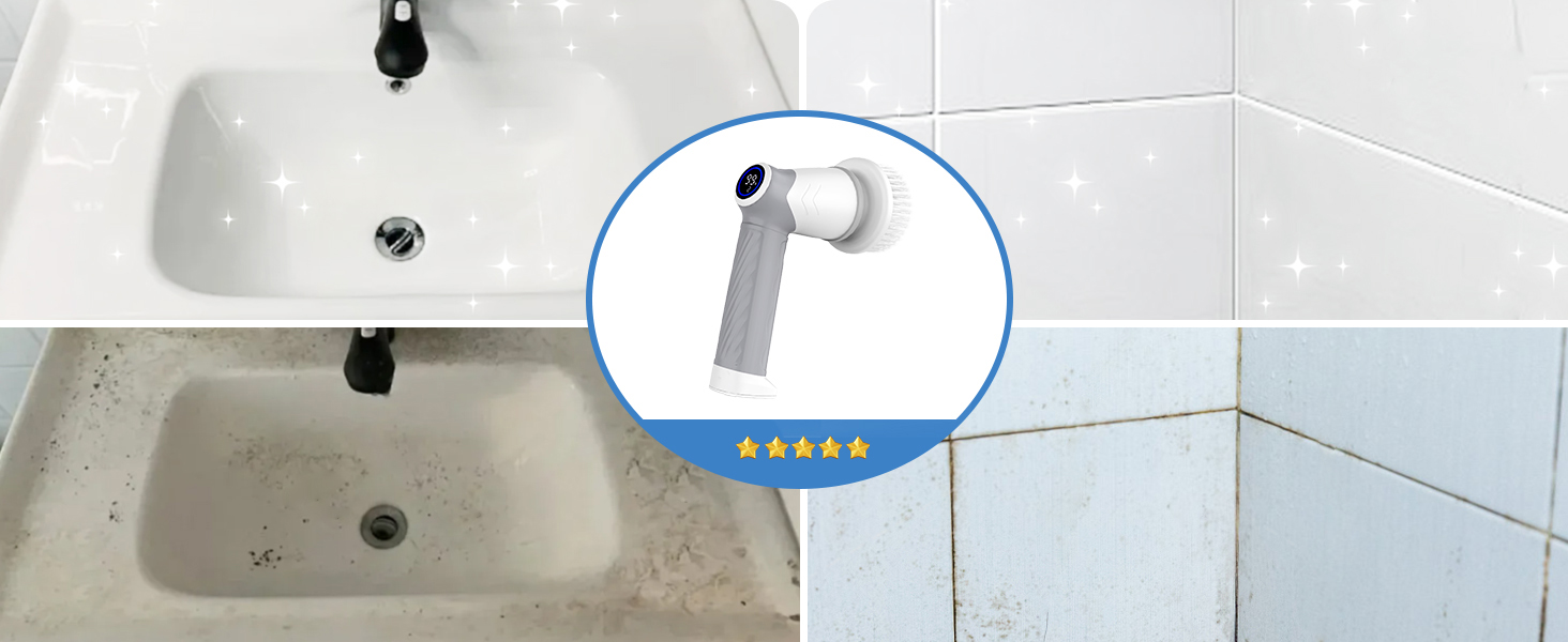 Electric Spin Scrubber, Cordless Power Scrubber Cleaning Scrubber for Bathroom