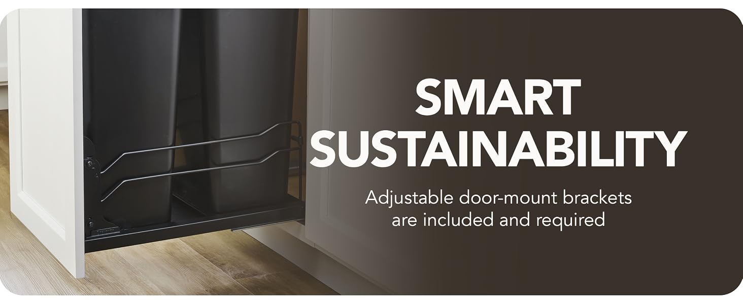 Pullout waste containers. Text Reads: Smart Sustainability.