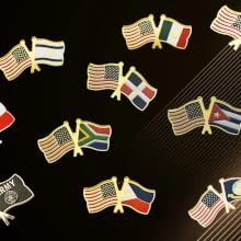 Small Mini Crossed Double Friendship Lapel Pin Badges Emblems Flag