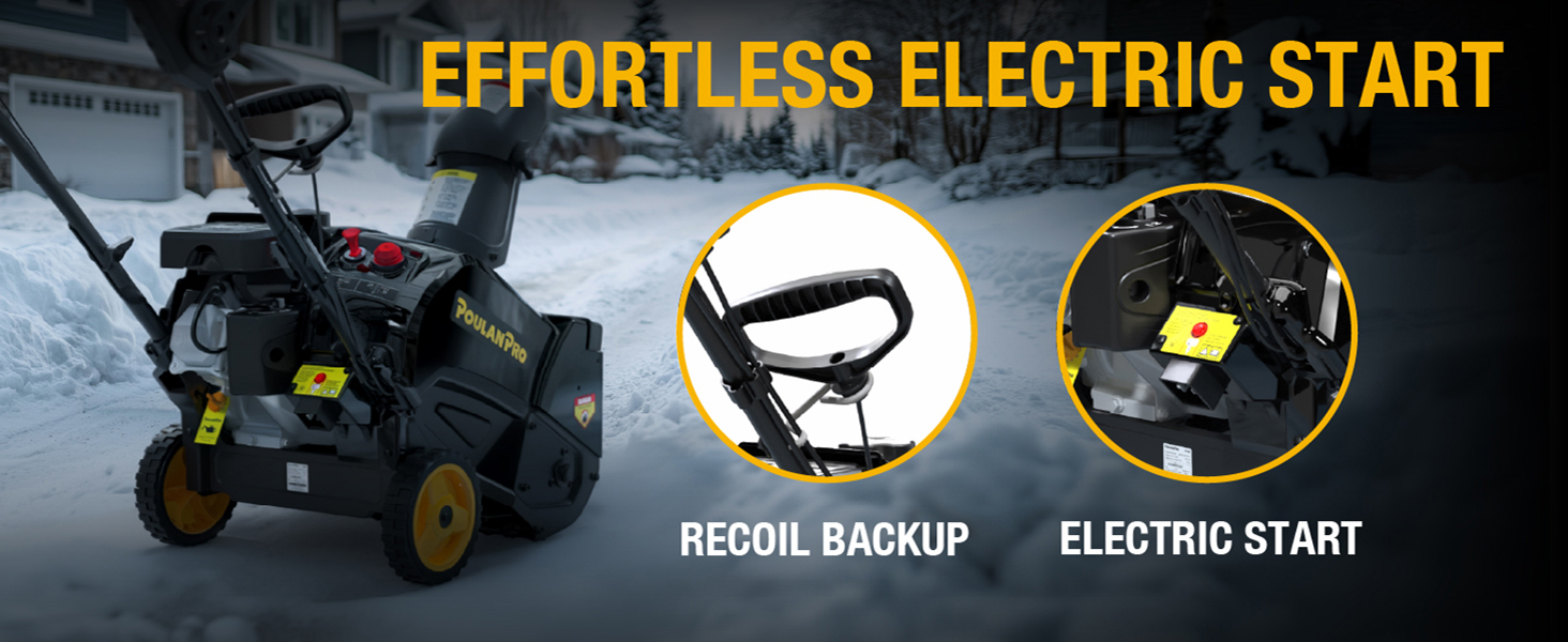 Poulan Pro Snow Blower Gas Powered, Single Stage 18 Inch Gas Snow Thrower with Electric Start
