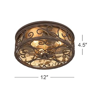 John Timberland Casa Seville 12&amp;#34; Walnut Indoor-Outdoor Ceiling Light
