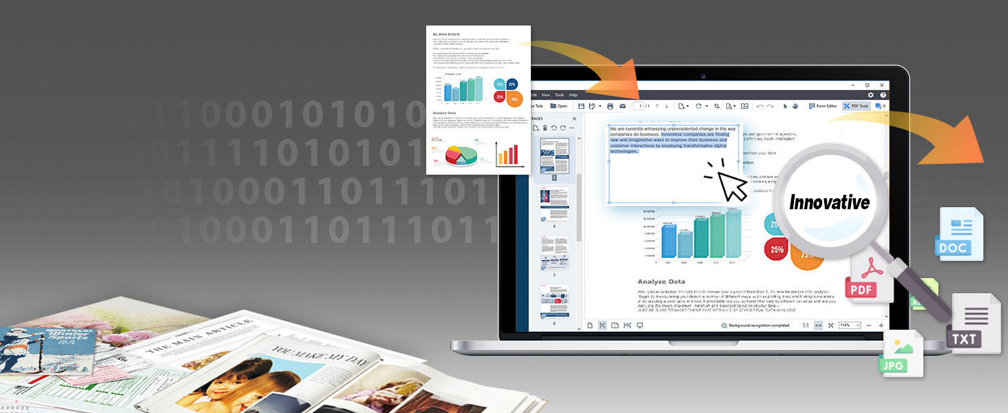 Built-in OCR export to editable file format