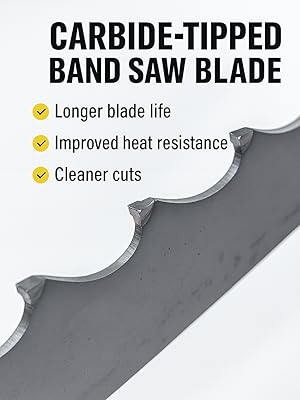 Heavy duty carbide tipped band saw blade designed for hardwood cutting and extended blade life