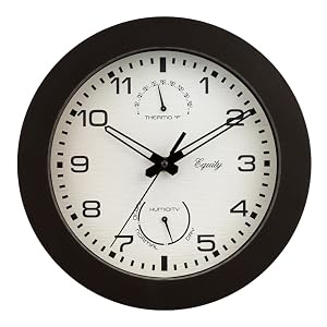Equity, lacrosse, la crosse, 29005, outdoor, quartz, wall clock, temperature, humidity
