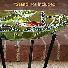 KPP602T-18 - Round Outdoor Birdbath Bowl Topper with Colorful Painted Parrot Design