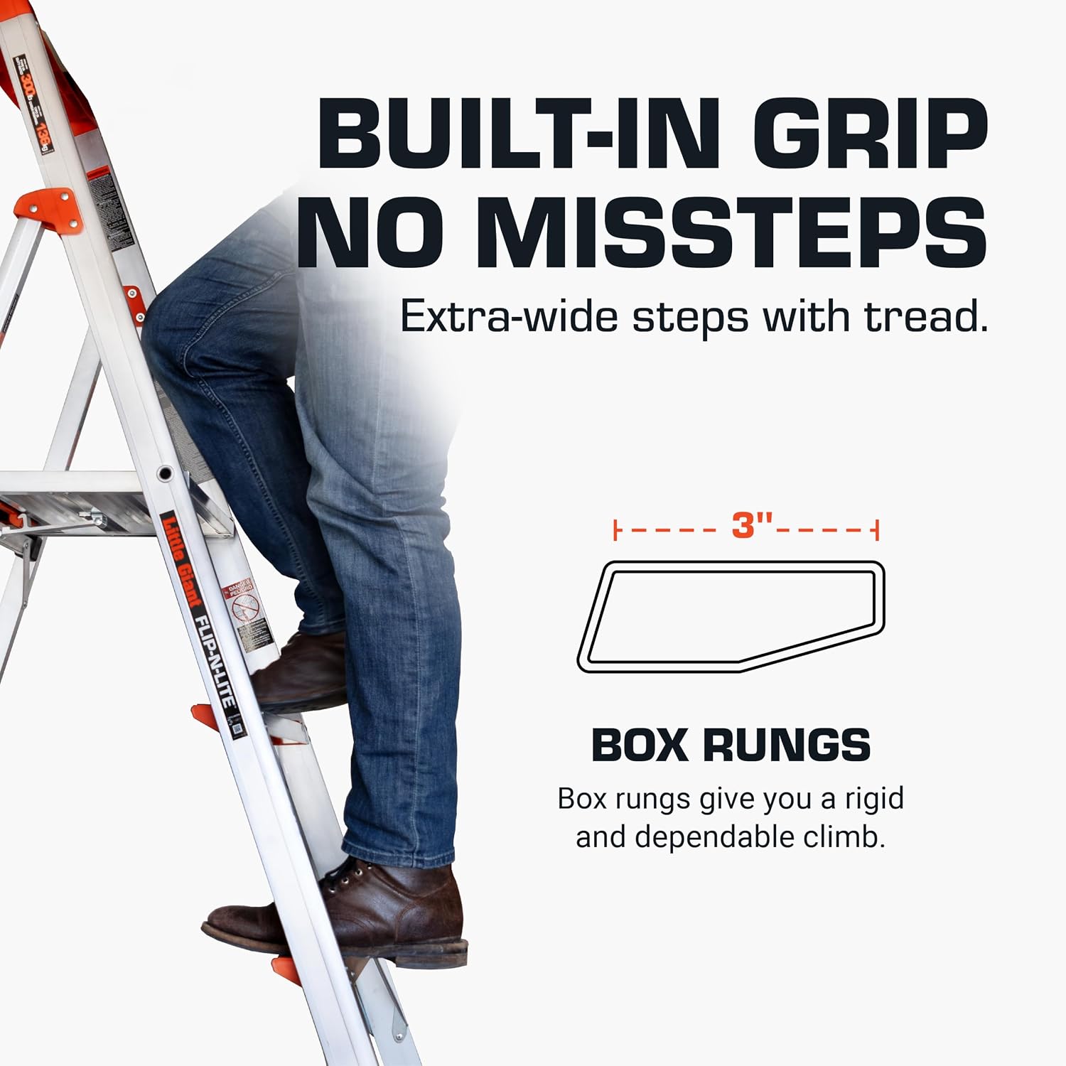 Little Giant Flip N Lite 5-ft Aluminum Stepladder, 15273-001 | Ultra Lightweight Ladder, Easy Release Handle, Wide Anti Slip Steps