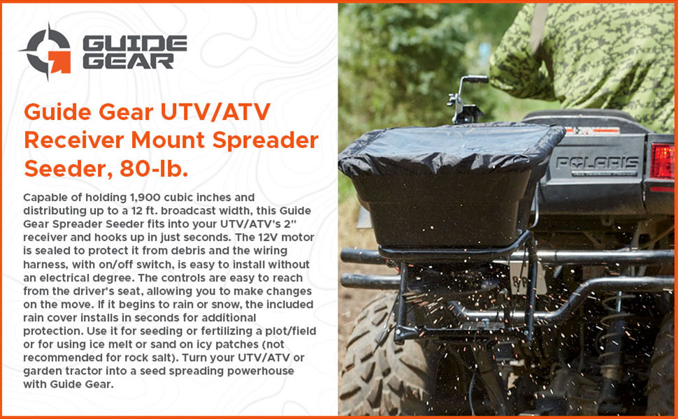 Guide Gear UTV/ATV Receiver Mount Broadcast Spreader Seeder, 80-lbs Capacity