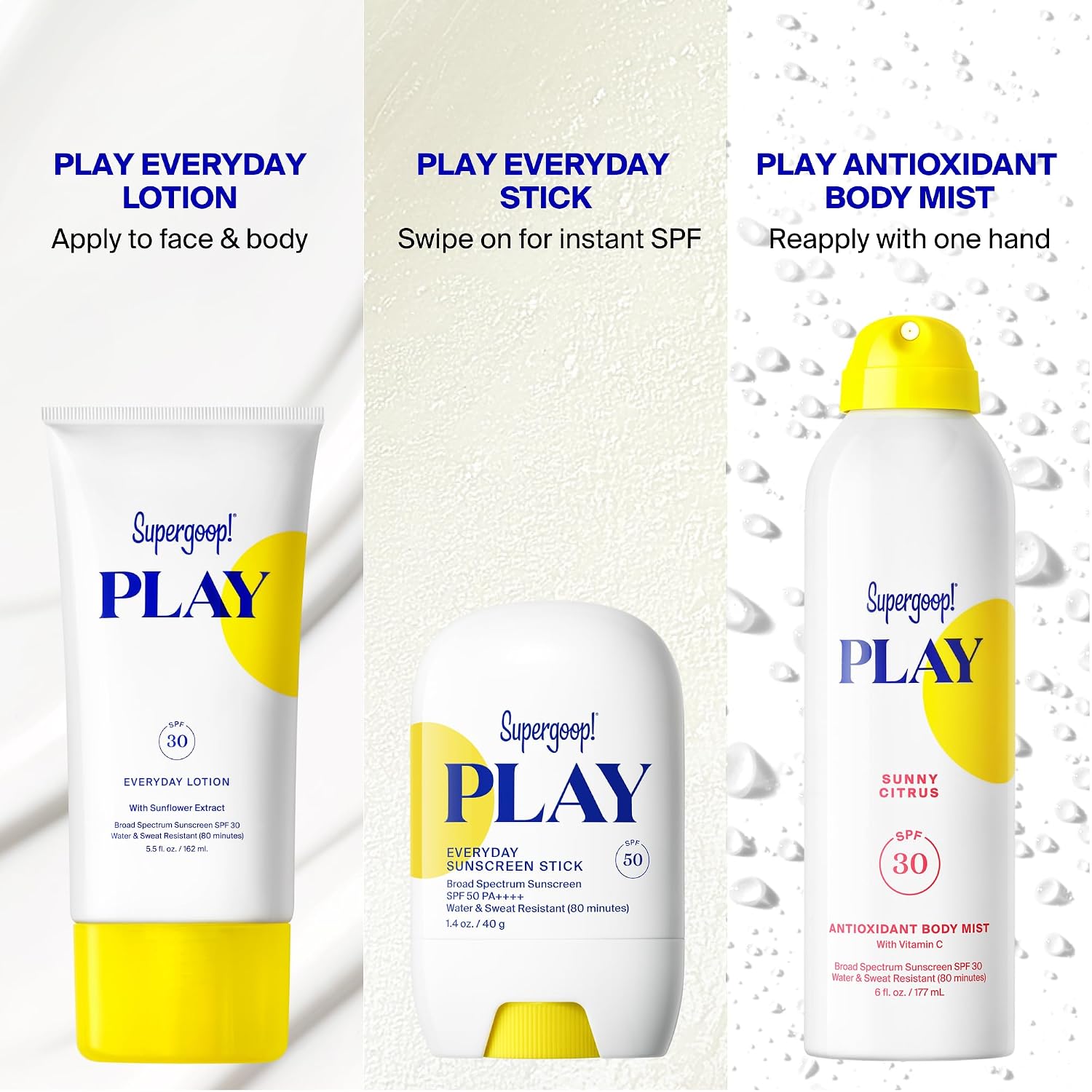 Supergoop! PLAY SPF 30 Antioxidant Body Mist w/Vitamin C -Broad Spectrum Sunscreen Spray - Great for Active Days