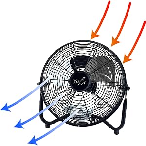 12 Inch High Velocity Black All Metal Tilting 3 Speed Floor Fan