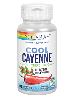 Solaray Cool Cayenne Pepper 40,000 HU w/ Butcher’s Broom for Healthy Circulation Support 90 VegCaps