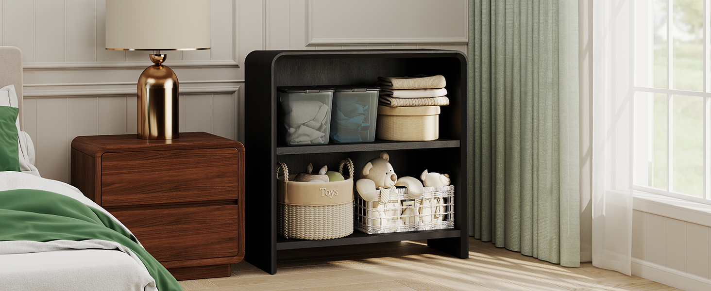 2 tiers bookcase arch design black