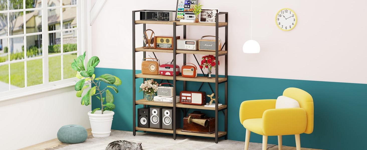 Wood and Metal Bookshelf