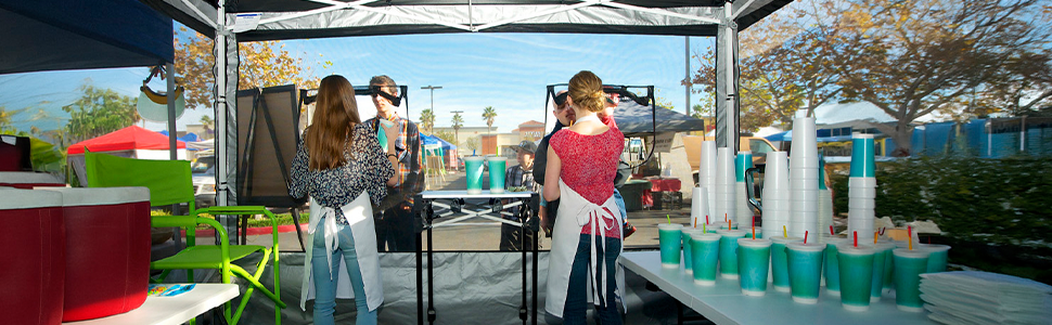 Outside, outdoor, canopy, shelter, food booth, farmers market, event tent