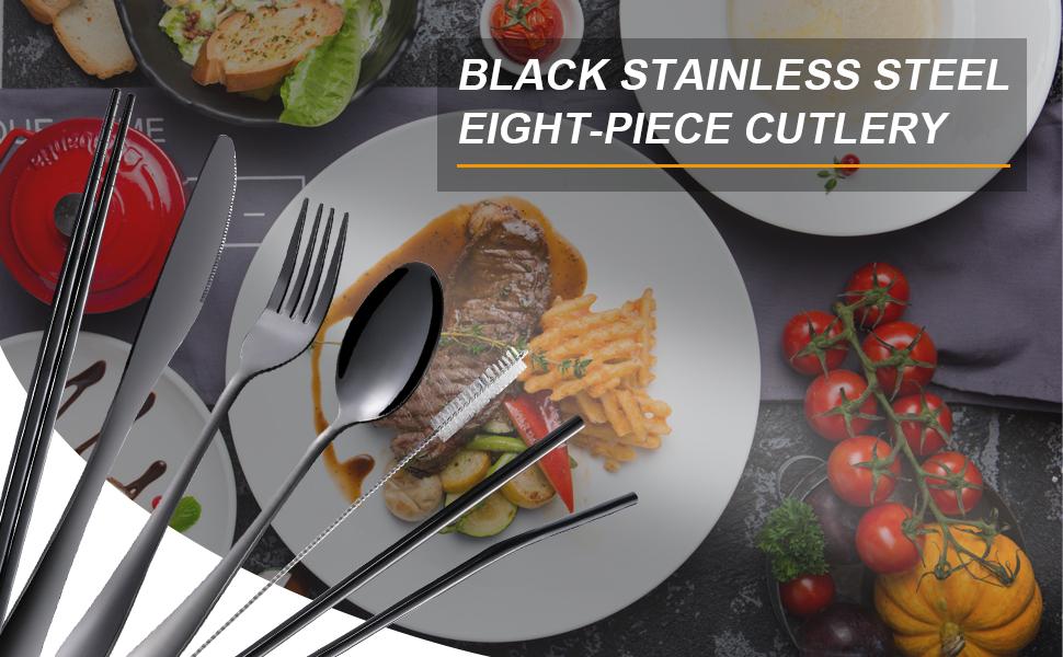 Travel Utensils Set Black