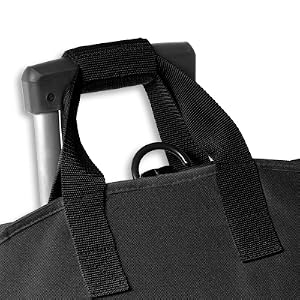 Handle wraps around trolley system of rolling luggage