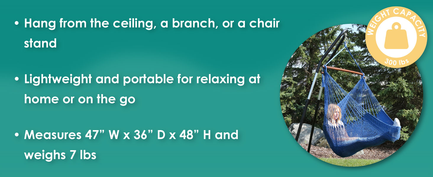 hang from the ceiling a branch or a chair stand lightweight and portable weight capacity of 300 lbs
