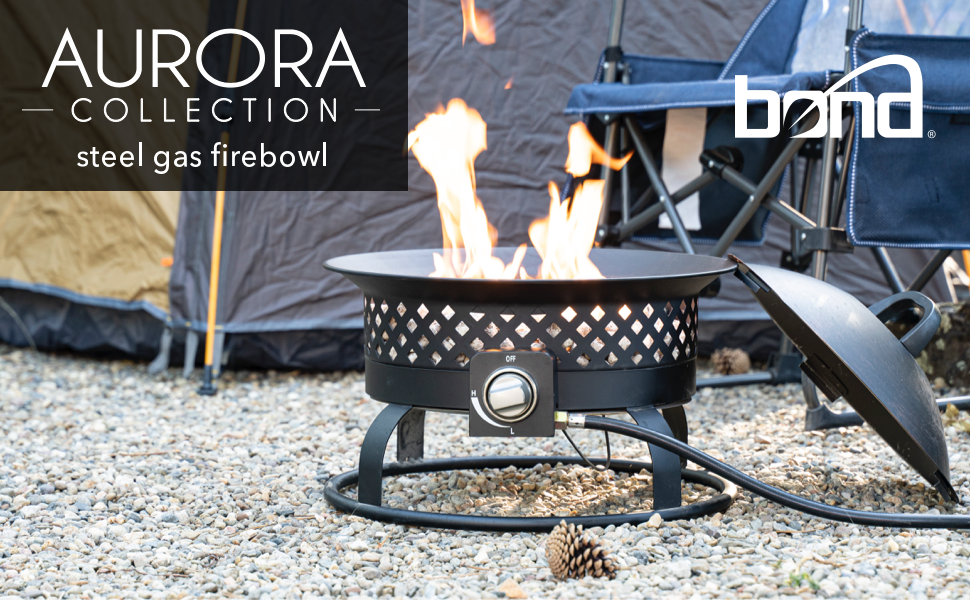 Propane Gas Portable Outdoor Fire Pit for Camping Hunting and Tailgating. Locking Lid &amp; Carry Handle
