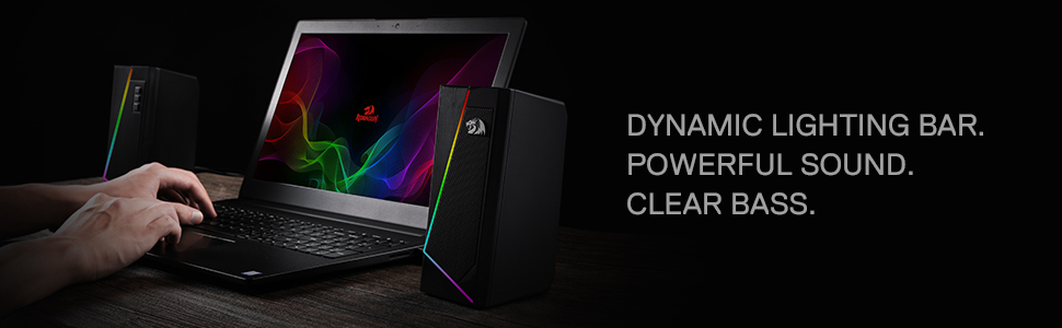Redragon GS520 speaker with dynamic RGB for laptop gaming adds vivid sound and ambience