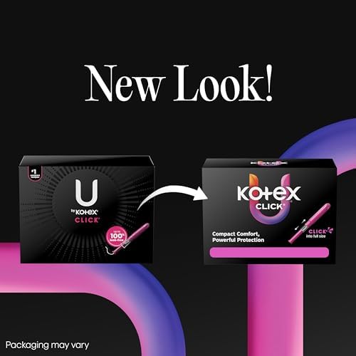 U by Kotex Click Compact Tampons, Regular/Super, Unscented, 45 Count
