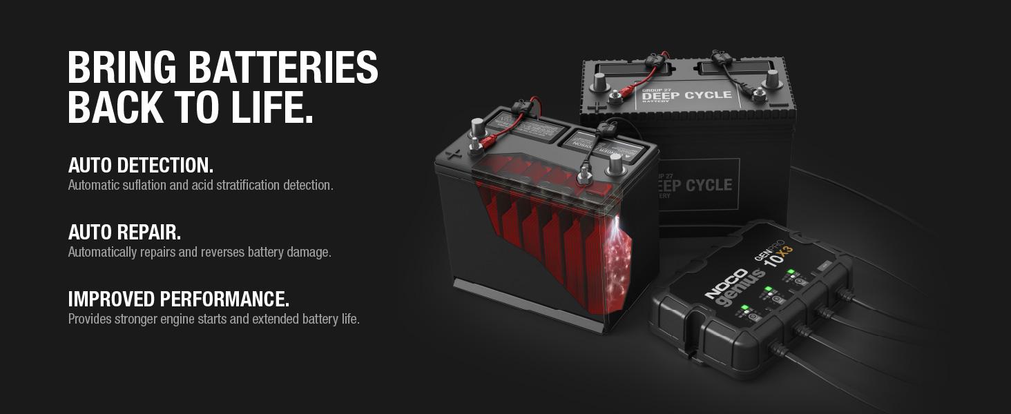 NOCO Genius GENPRO10X3, 3-Bank, 30A, Smart Marine Charger, 12V Onboard Battery Charger, Maintainer