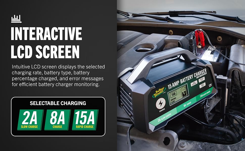 Battery Tender Battery Charger Maintainer 12V 15 AMP Selectable Gel AGM for Heavy Duty Equipment