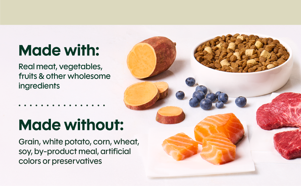 Made with real meat, vegtables and fruit
