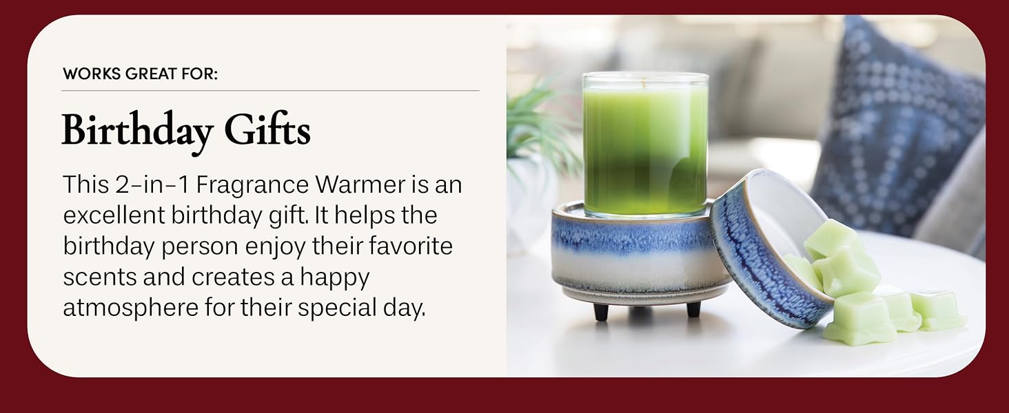 Candle Warmers 2-in-1 Candle and fragrance warmer flame-free safe alternative wax melts