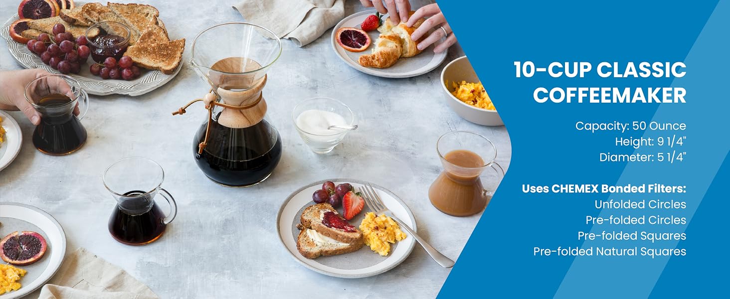 chemex coffee maker pour over brewer filters carafe glass kettle reusable classic drip coffee