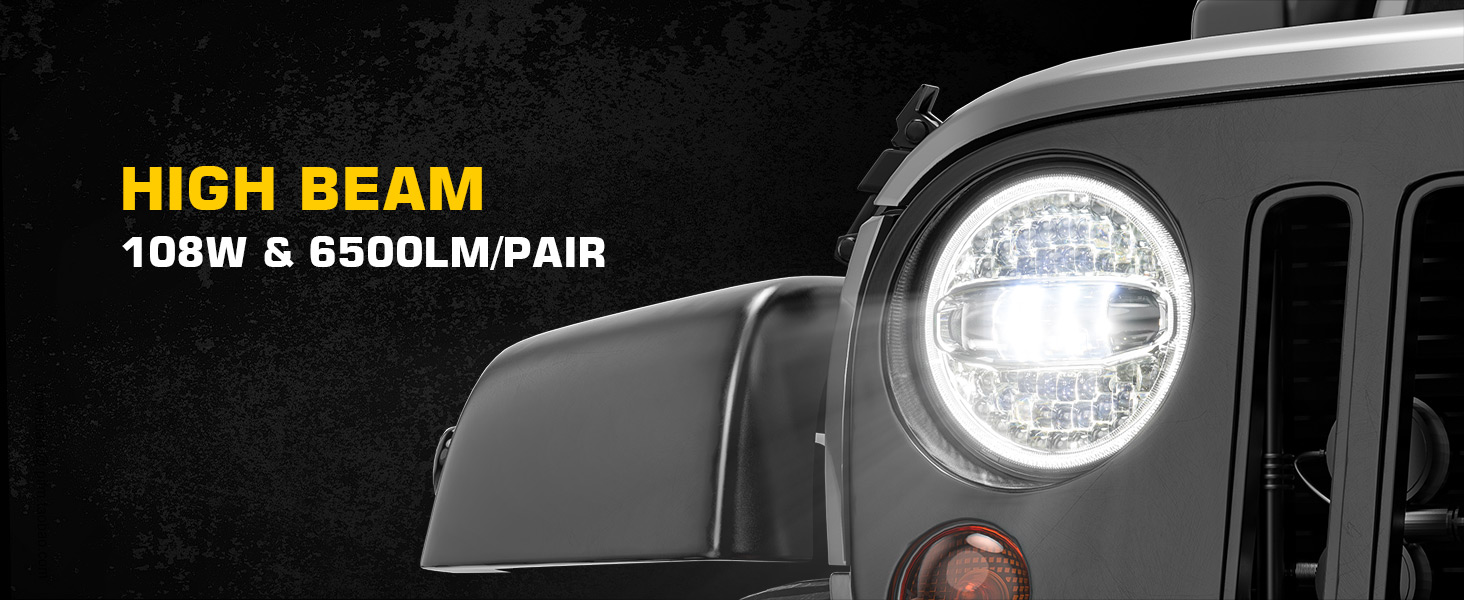 Jeep jk headlight wrangler headlight 7 inches halo led headlight