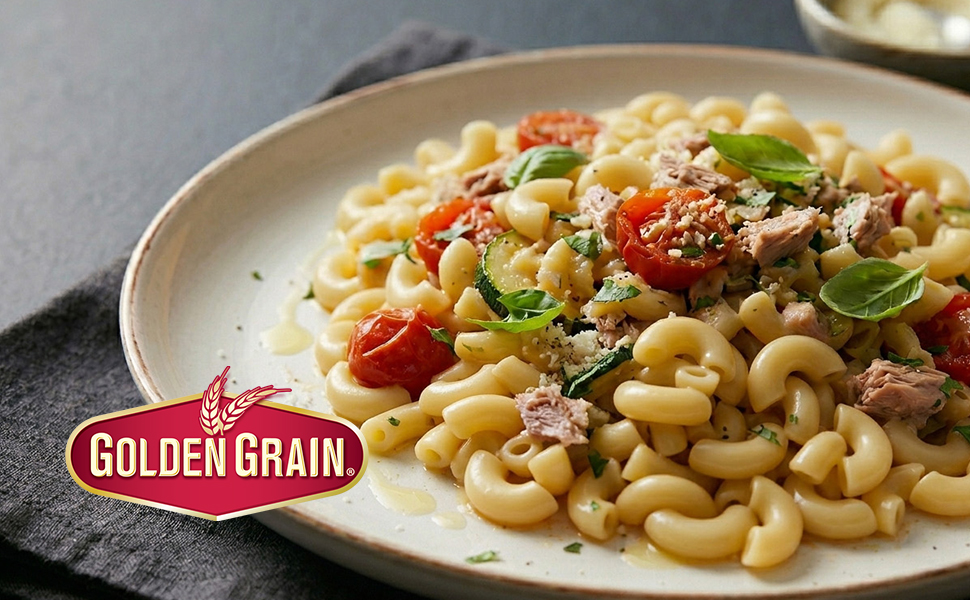 Golden Grain Pasta and Elbows with Tomatoes and Basil