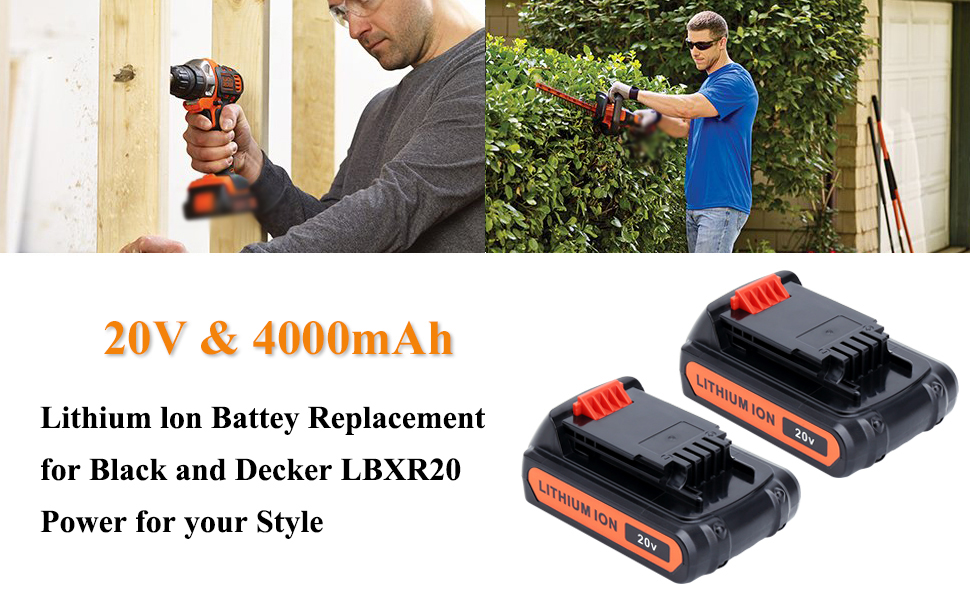 Replacement for Black and Decker 20-Volt Cordless Power Tools Li-ion Battery