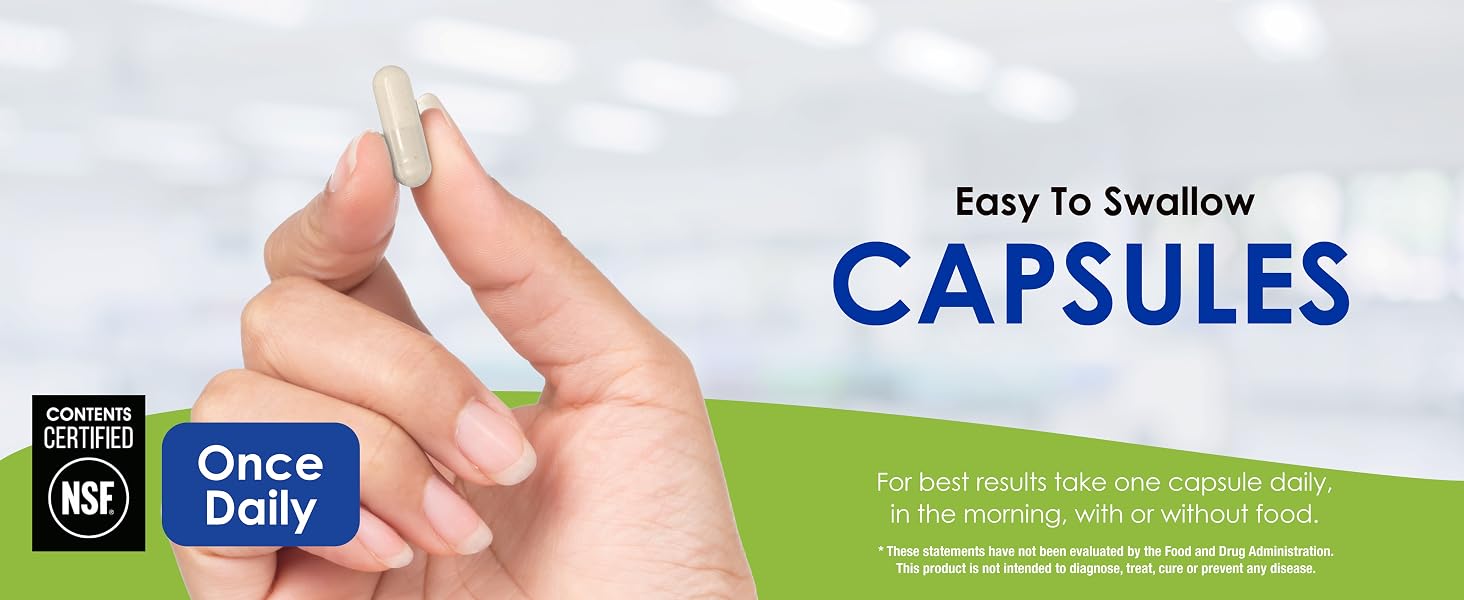 capsule being held in hand, easy to swallow capsules just once daily