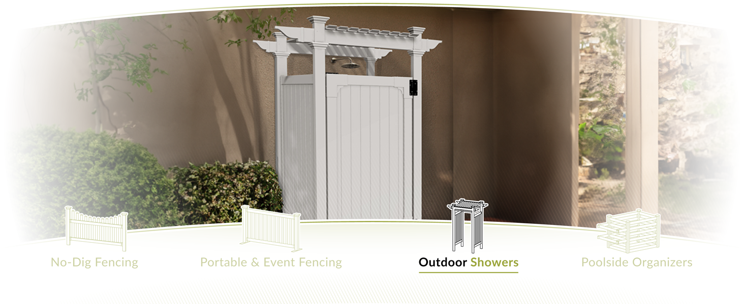 Zippity Outdoor Products outdoor shower enclosure installed outdoors with privacy panels