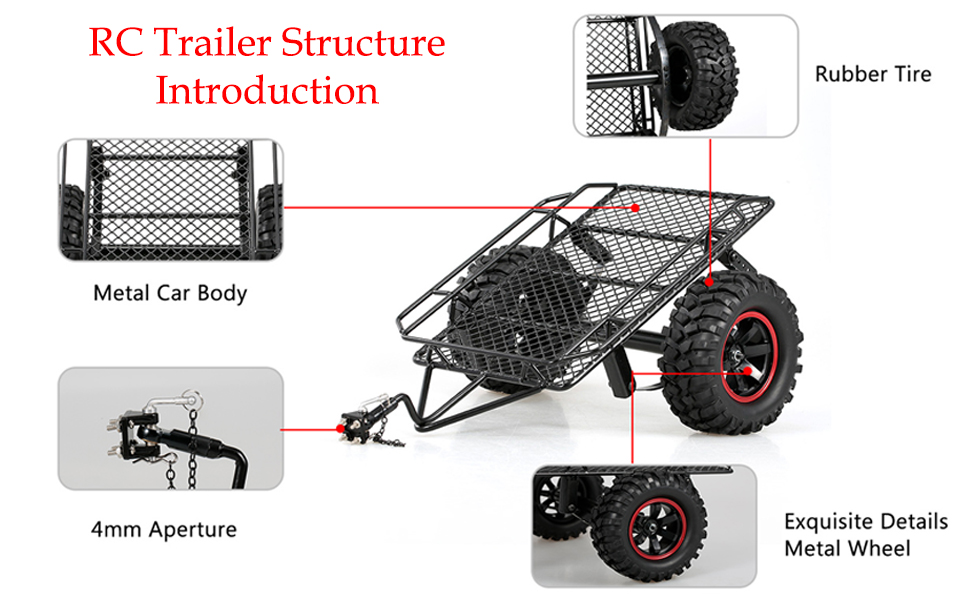 RC Trailer RC Car Trailer Heavy-Duty Trailer Cargo Carrier RC Carrier