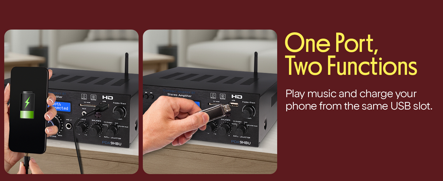 amplifier home audio receiver theater bluetooth av stereo with surround sound amplificador