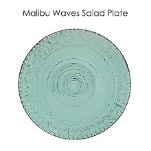 turquoise blue emboss tropical stoneware dinnerware dish set setting for 4 microwave dishwasher safe
