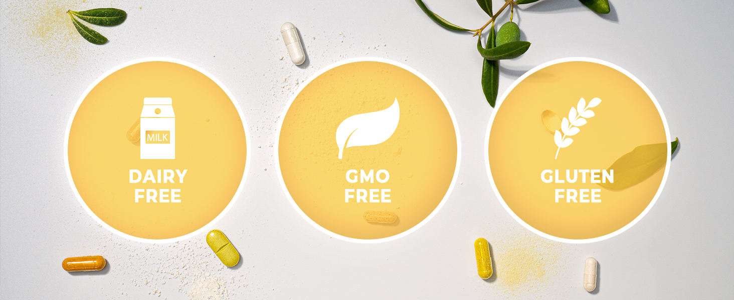 Product Certifications Dairy GMO Gluten Free Capsules Tablets Yellow