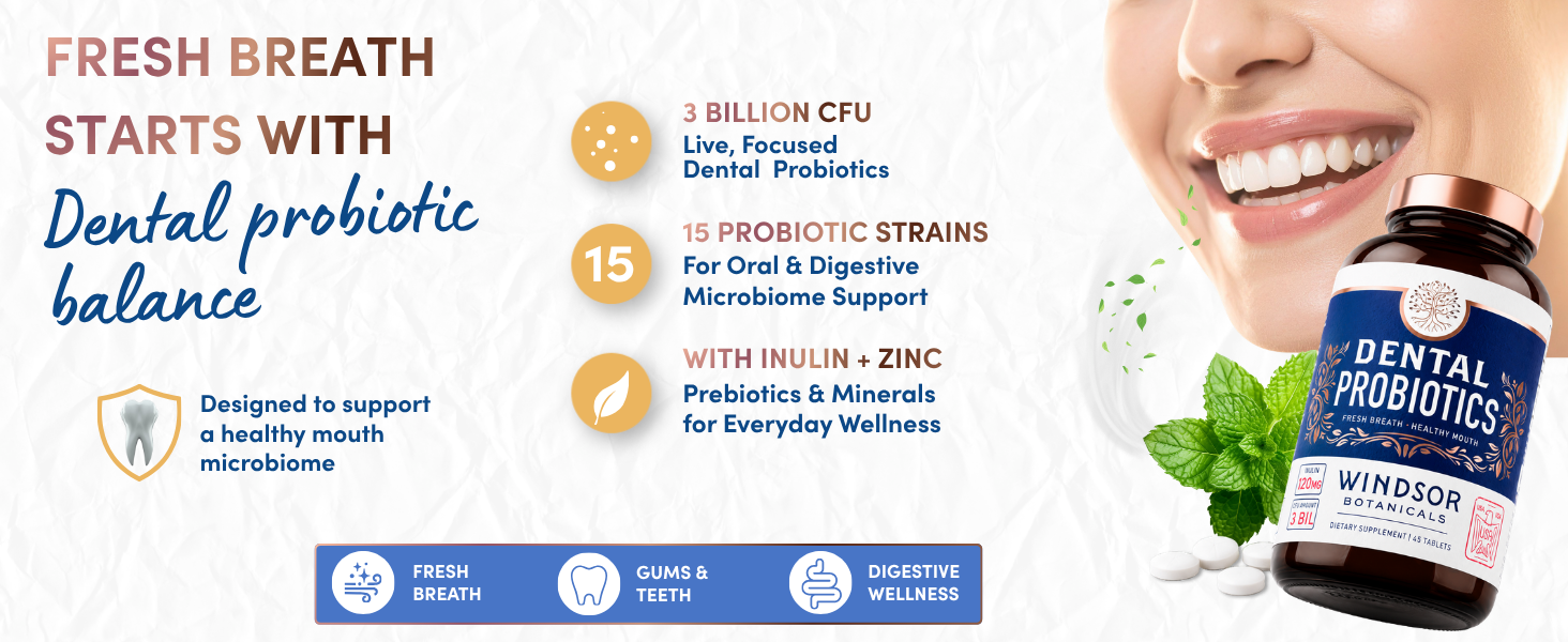 Dental Probiotics for Teeth and Gums - Lactobacillus Salivarius Acidophilus Casei - Oral Probiotics