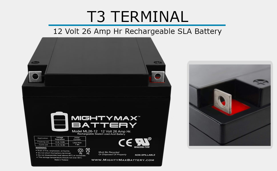 rechargeable battery maintenance free battery 12v 26ah battery mighty max battery for solar power