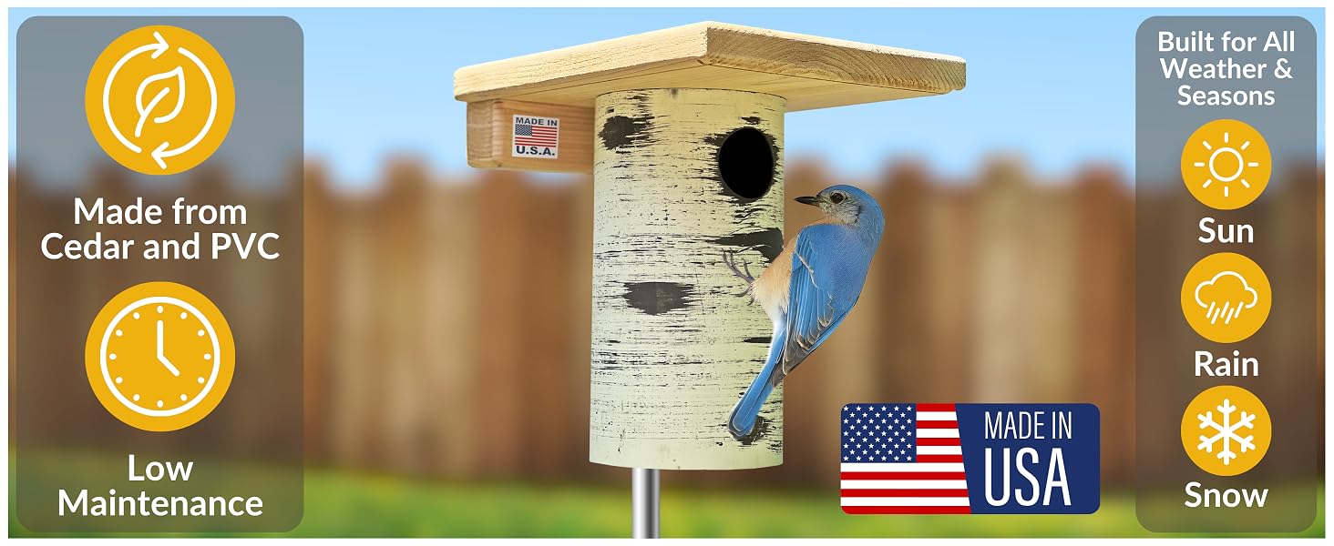 dutchcrafters bluebird feeder with cedar roof and pvc body