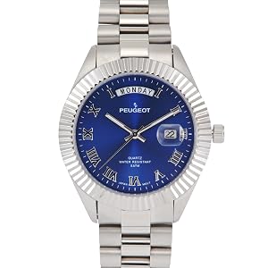 40mm Blue Face Fluted Bezel Steel Bracelet Watch